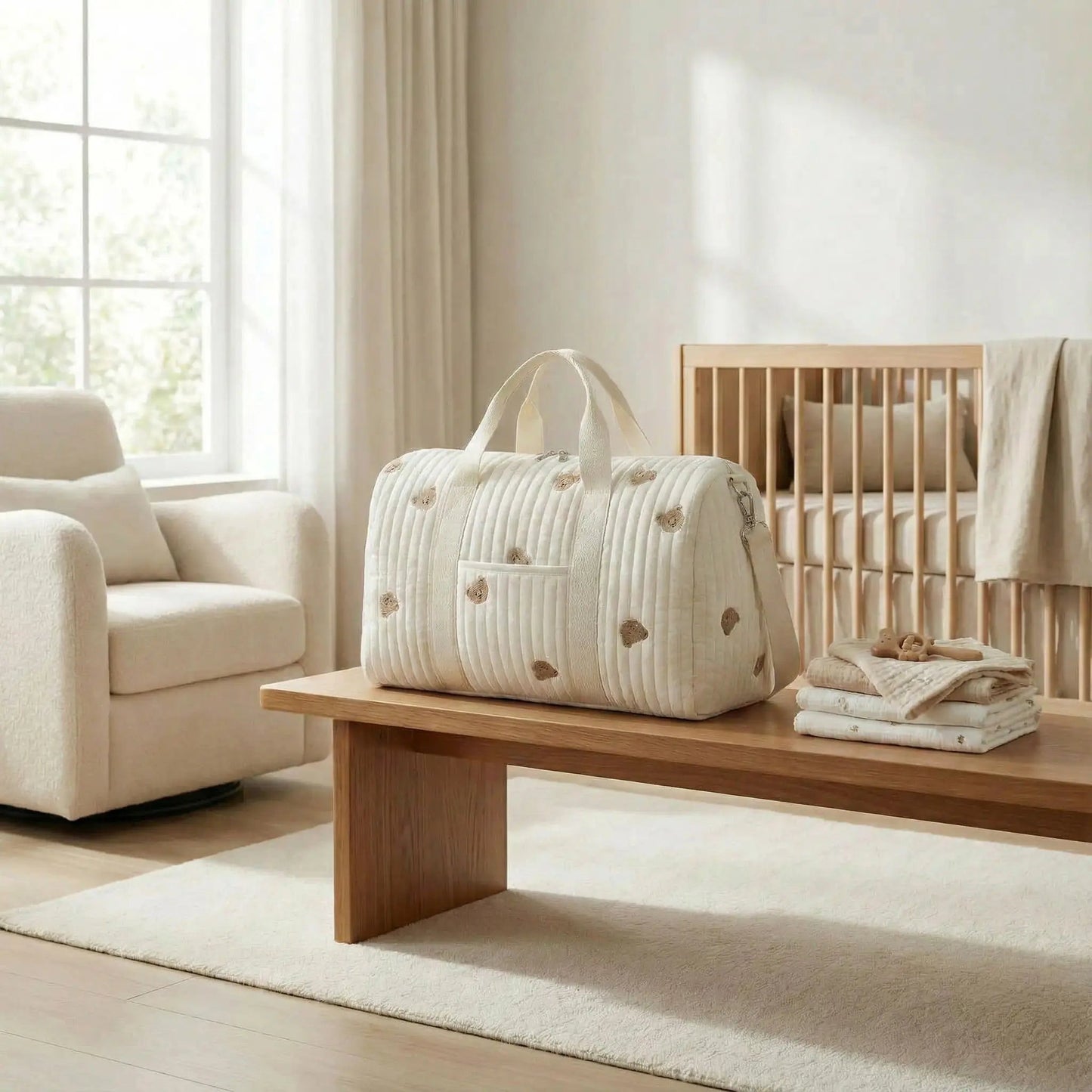 Sac à langer | Élégance Ours Brodé - Bébinou En Voyage