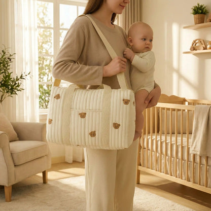 Sac à langer | Élégance Ours Brodé - Bébinou En Voyage